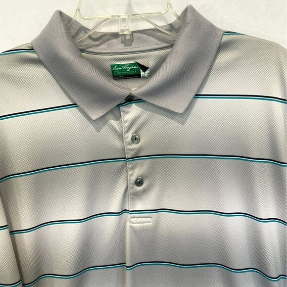 Ben Hogan Performance Men's 3-Button Striped Golf Polo Shirt Size XXL Gray White - Picture 2 of 15